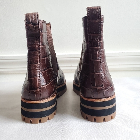 New Madewell The Ivy Chelsea Dark Coffee Croco Embossed Leather Boots Size 5 - Picture 9 of 12